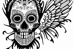 Mexican skull bald eagle bear tattoo idea