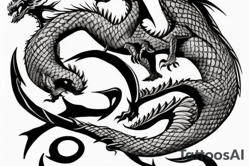 dragon twisted around a sword tattoo idea