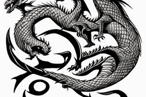 dragon twisted around a sword tattoo idea