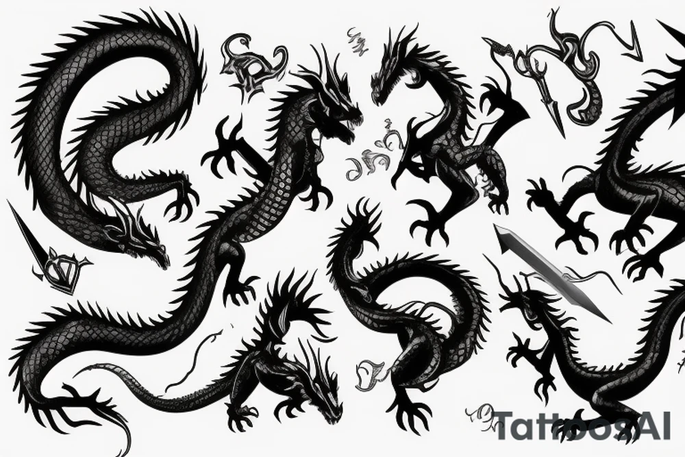 dragon twisted around a sword tattoo idea