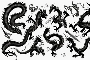 dragon twisted around a sword tattoo idea
