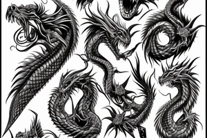 single dragon twisted around a sword tattoo idea