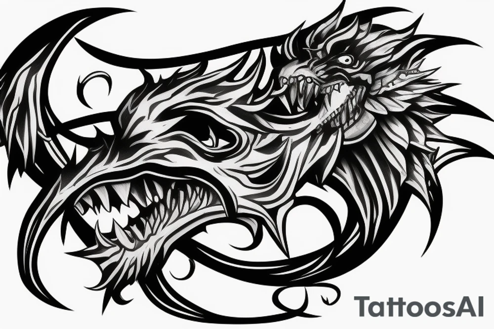 single dragon twisted around a sword tattoo idea