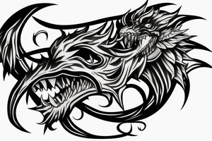 single dragon twisted around a sword tattoo idea