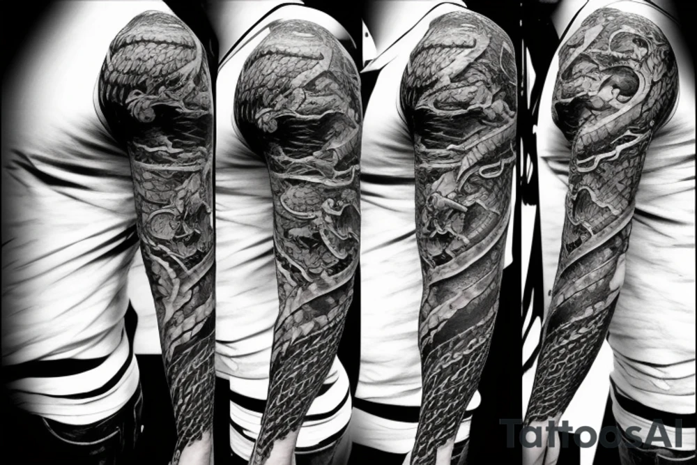 dragon twisted around a sword tattoo idea