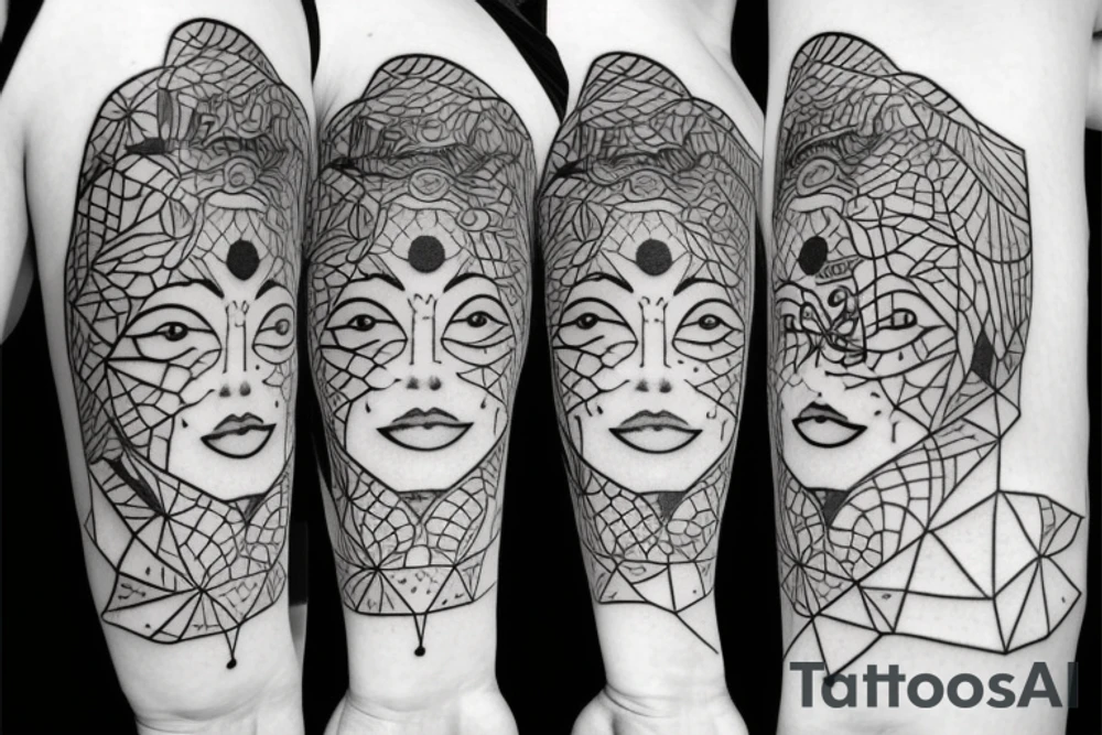 Japanese woman with white eyes tattoo idea