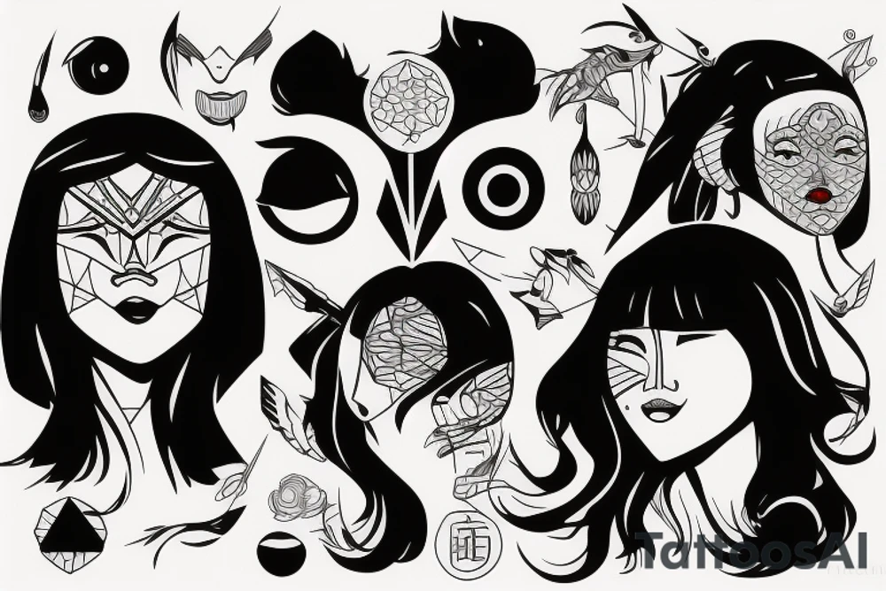 Japanese woman with white eyes tattoo idea