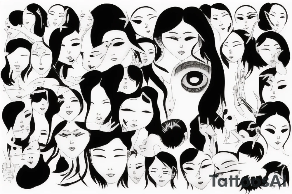 Japanese woman with white eyes tattoo idea