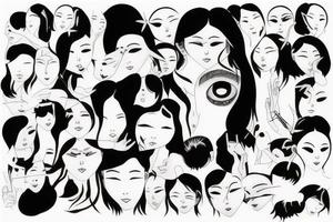 Japanese woman with white eyes tattoo idea