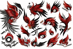 phoenix with red eyes tattoo idea