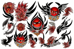 phoenix with red eyes tattoo idea
