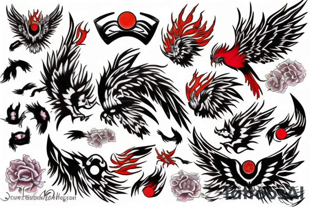 phoenix with red eye tattoo idea