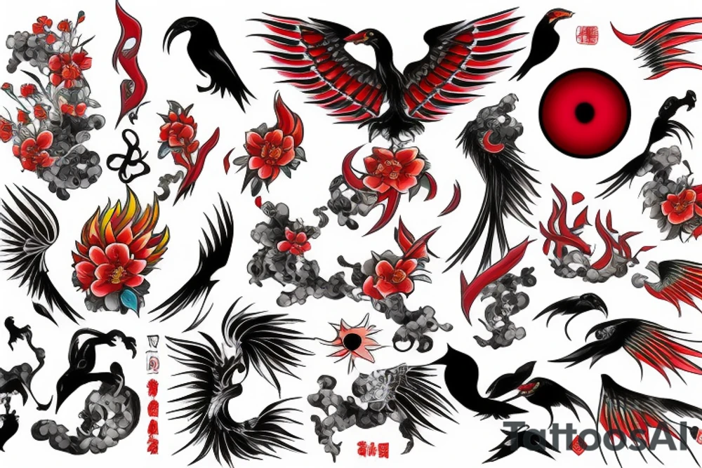 phoenix with red eye tattoo idea