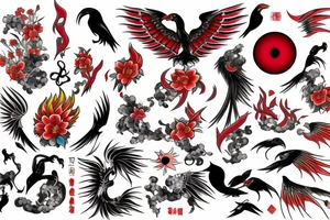 phoenix with red eye tattoo idea