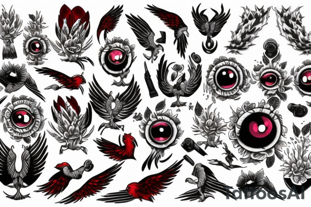 phoenix with red eye tattoo idea