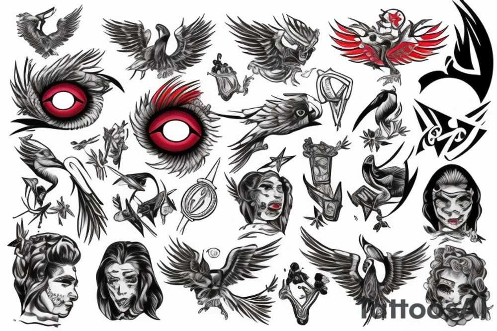 phoenix with red eye tattoo idea