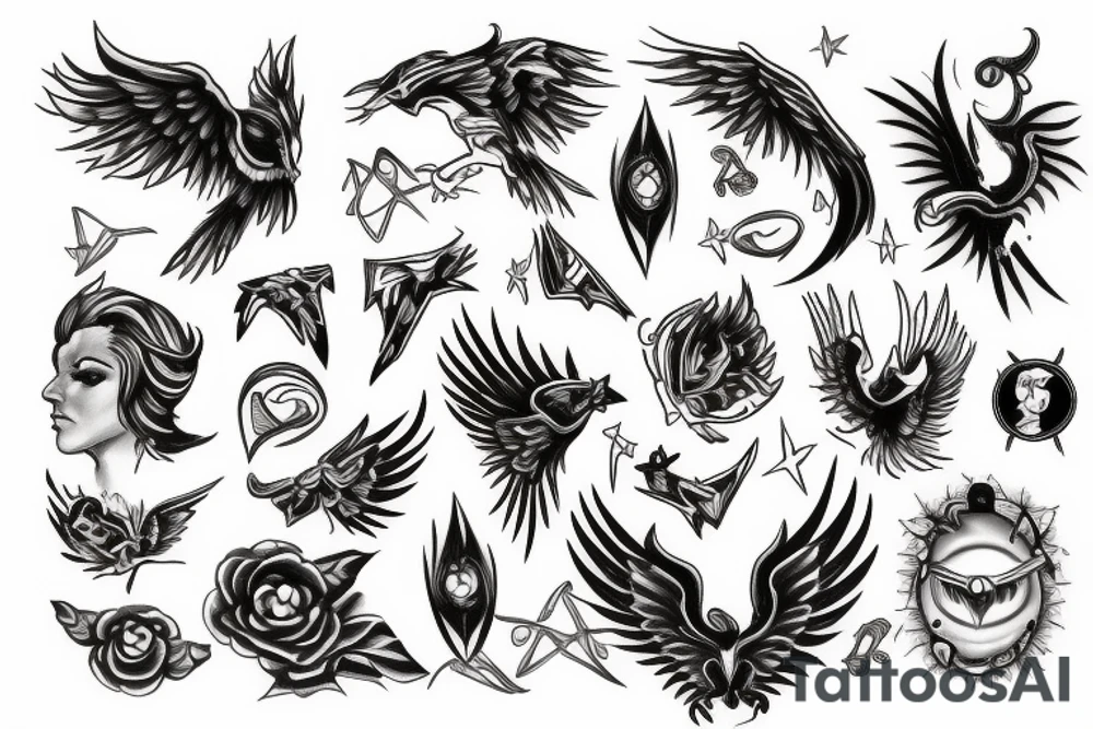 phoenix with red eye tattoo idea