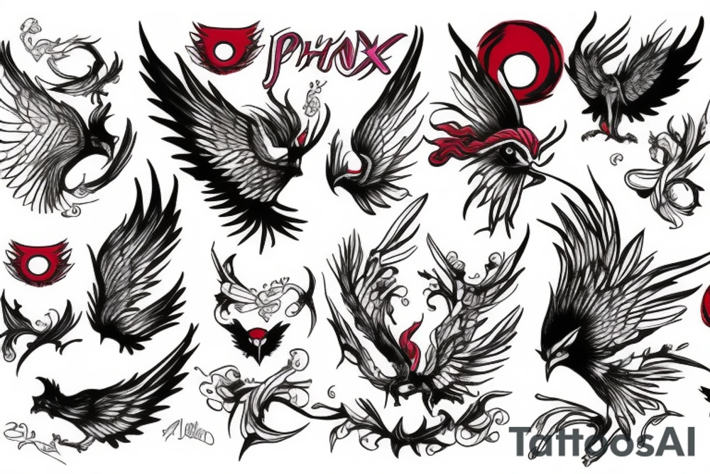 phoenix with red eye tattoo idea