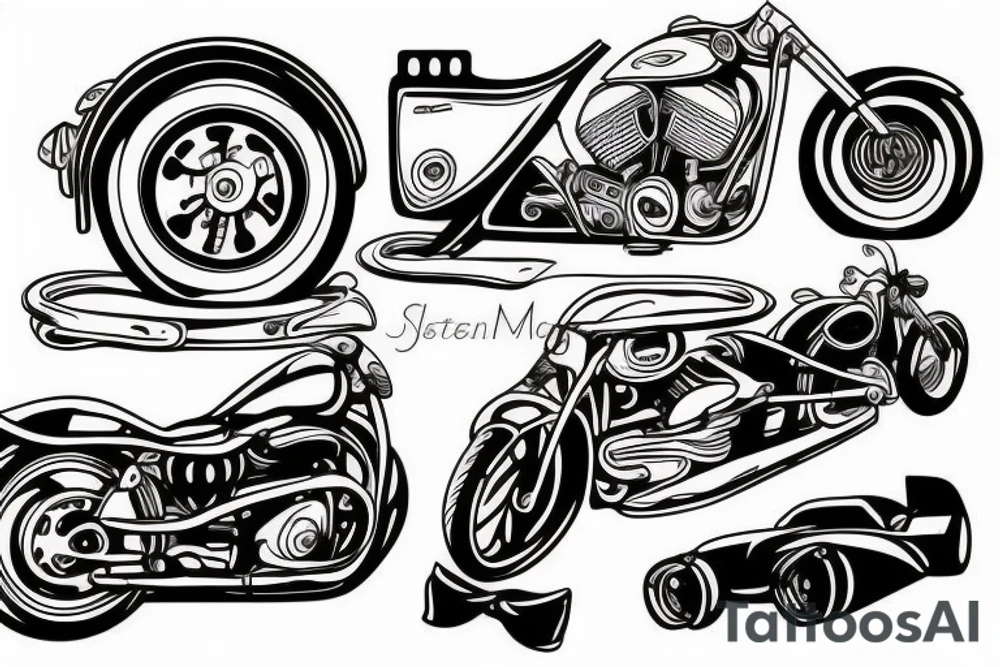 engine, car, motorcycles tattoo idea