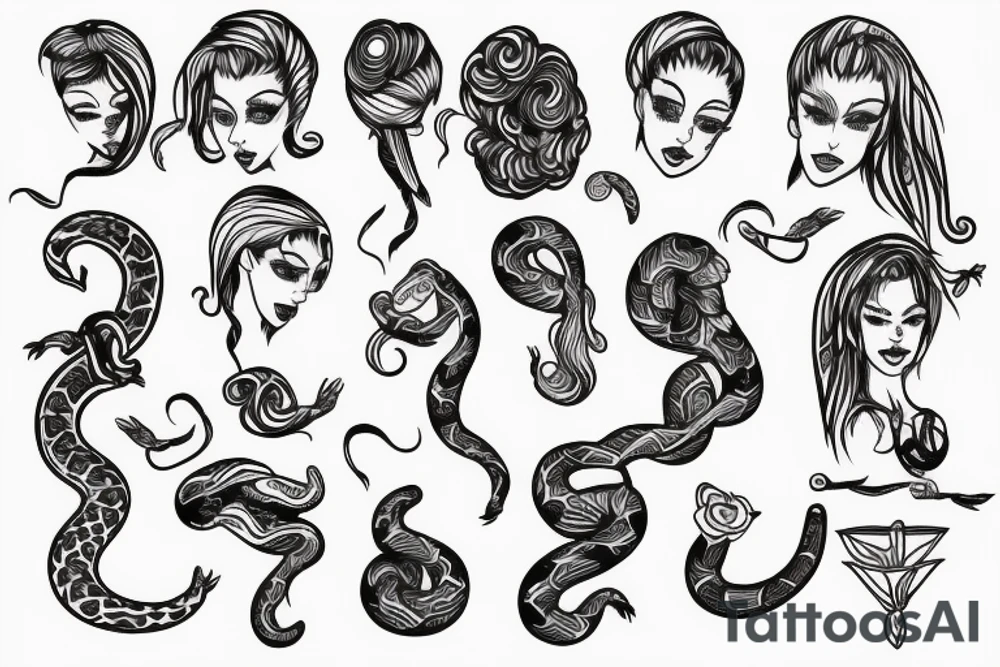 woman with snake hair tattoo idea