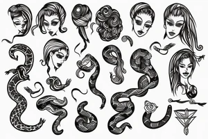 woman with snake hair tattoo idea