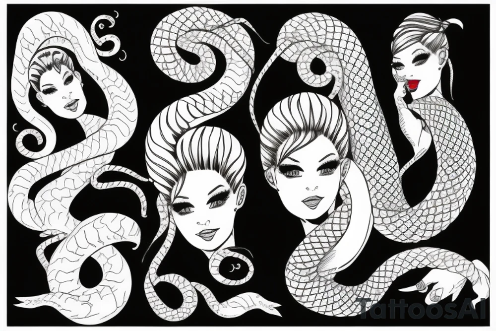 woman with snake hair tattoo idea