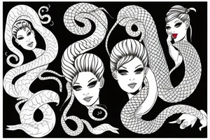 woman with snake hair tattoo idea