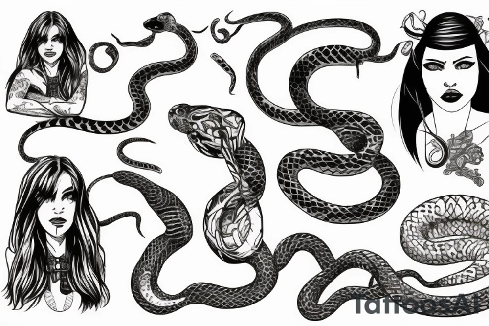 a woman with many snakes instead of her hair tattoo idea