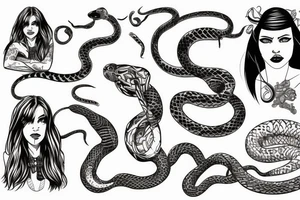 a woman with many snakes instead of her hair tattoo idea