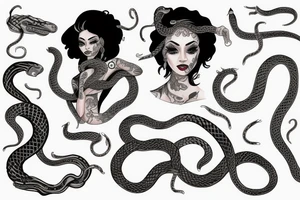 a woman with many snakes instead of her hair tattoo idea
