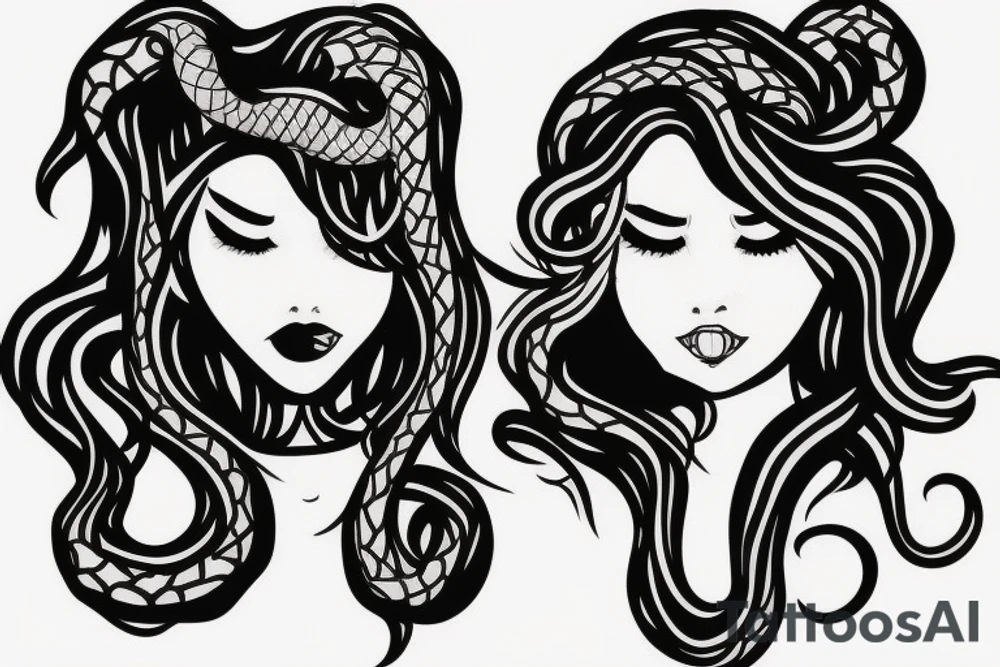 a woman with many snakes as her hair tattoo idea