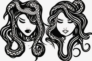 a woman with many snakes as her hair tattoo idea