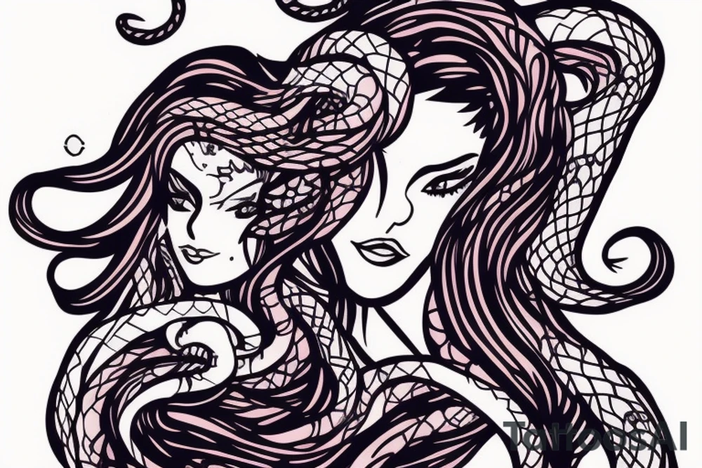 a woman with many snakes as her hair tattoo idea