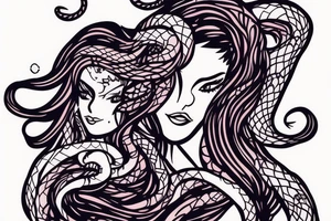 a woman with many snakes as her hair tattoo idea