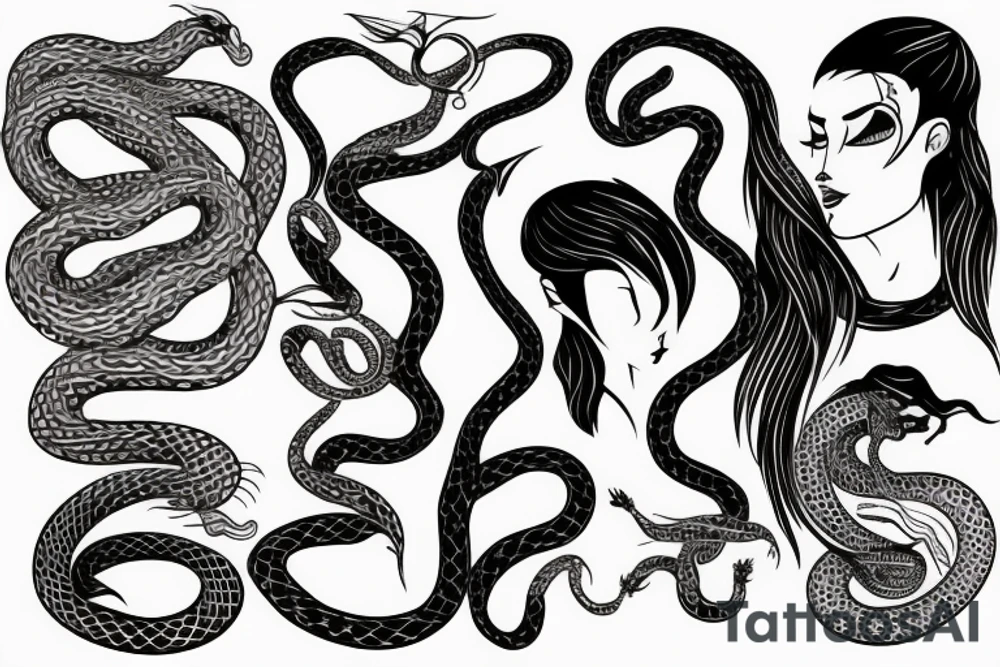 a woman with many snakes as her hair tattoo idea