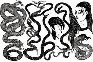 a woman with many snakes as her hair tattoo idea