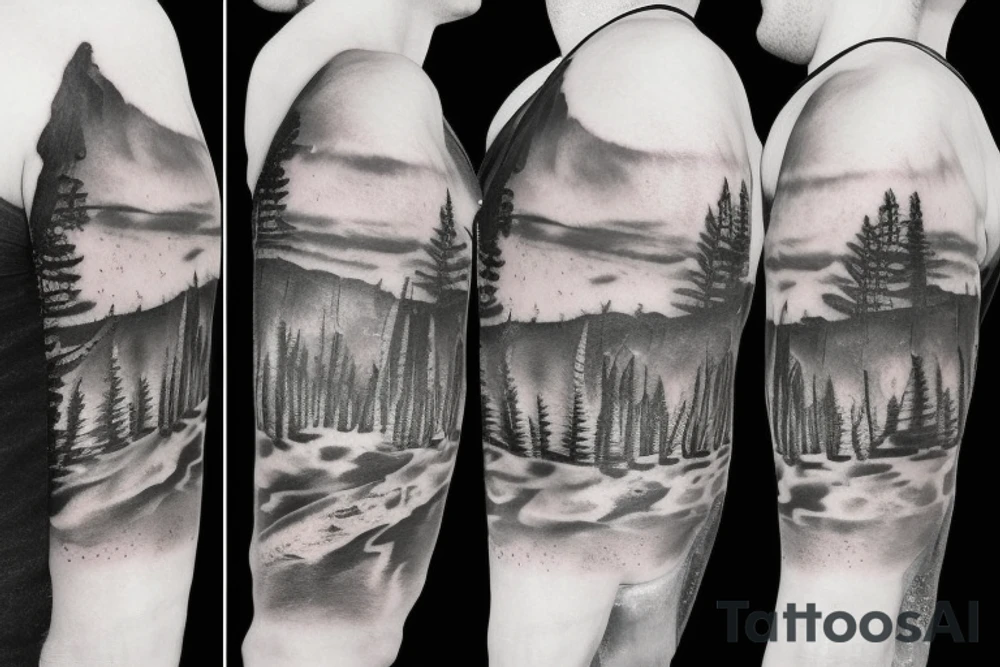 Man ice skating on a frozen river tattoo idea