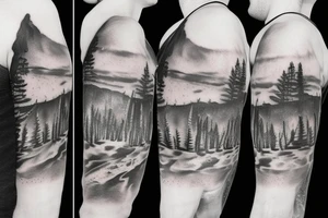 Man ice skating on a frozen river tattoo idea