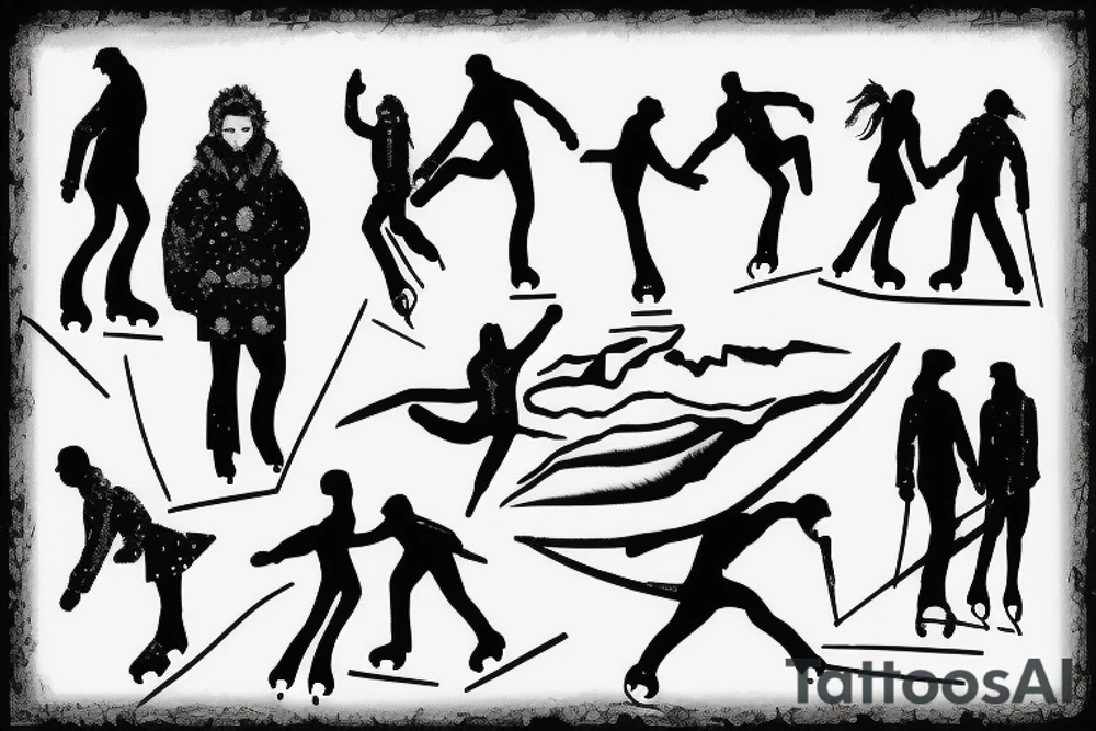 Man ice skating on a frozen river tattoo idea