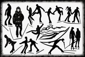 Man ice skating on a frozen river tattoo idea