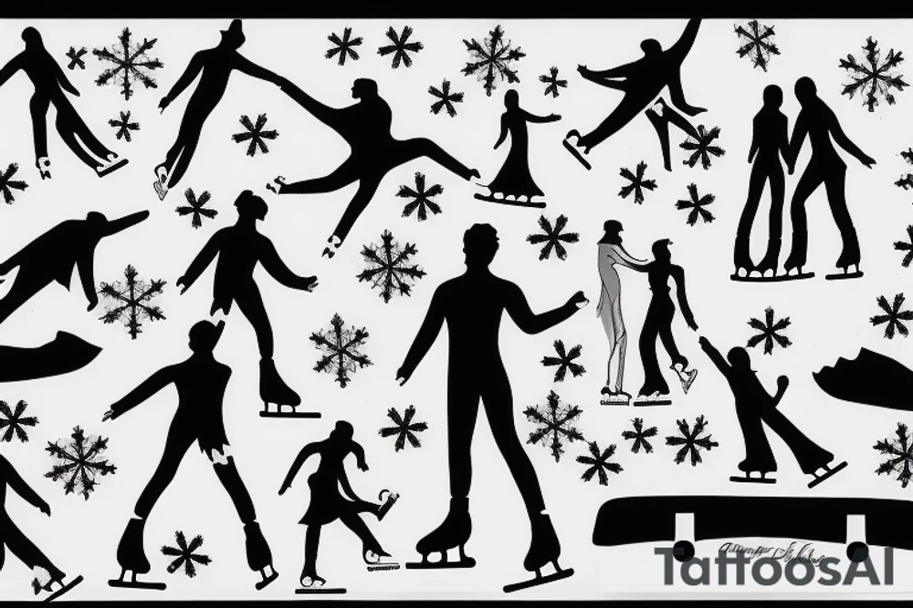 Man ice skating on a frozen river tattoo idea