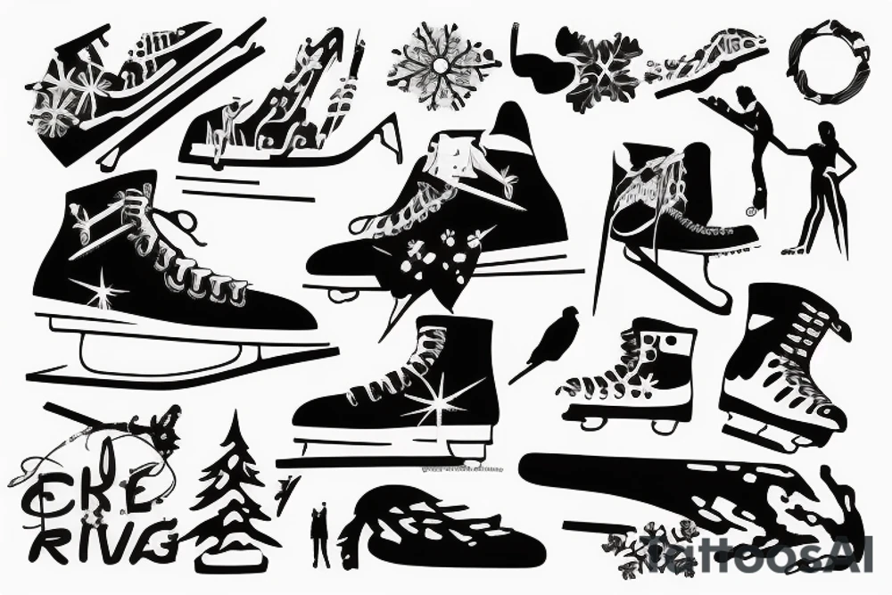 Man ice skating on a frozen river tattoo idea