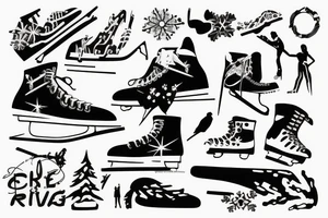 Man ice skating on a frozen river tattoo idea
