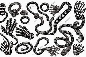 skeleton hand with snake wrapped around it tattoo idea