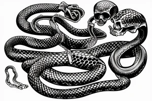 skeleton hand with snake wrapped around it tattoo idea