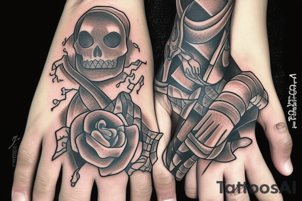 skeleton hand with snake wrapped around it tattoo idea