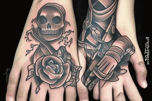 skeleton hand with snake wrapped around it tattoo idea