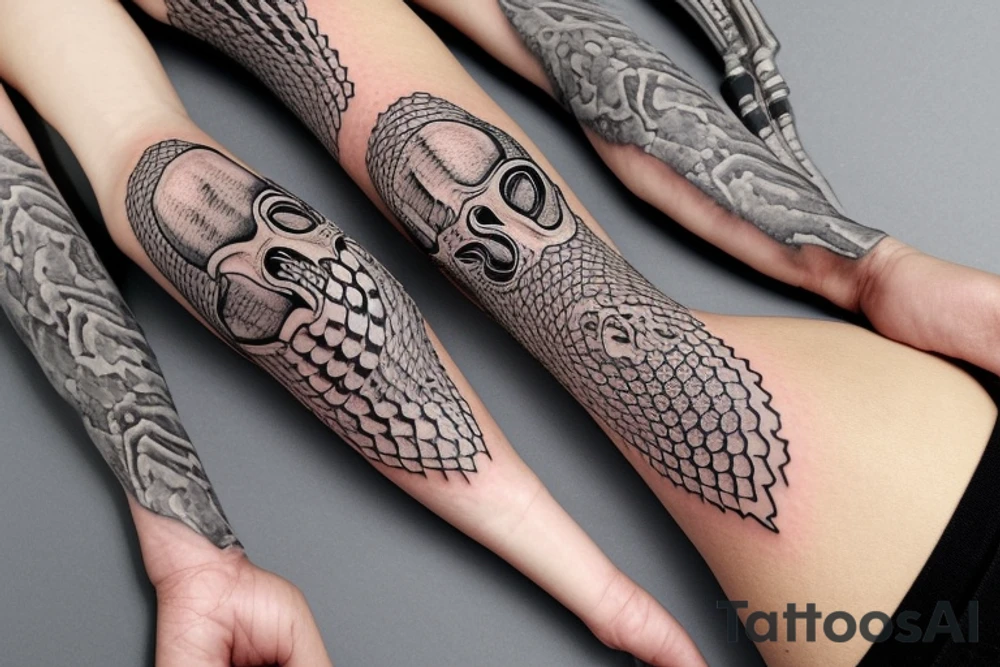 skeleton hand with snake wrapped around it tattoo idea