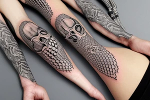 skeleton hand with snake wrapped around it tattoo idea