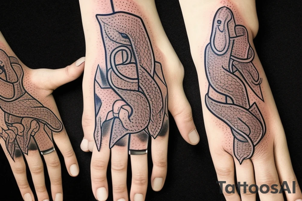 skeleton hand with snake wrapped around it tattoo idea